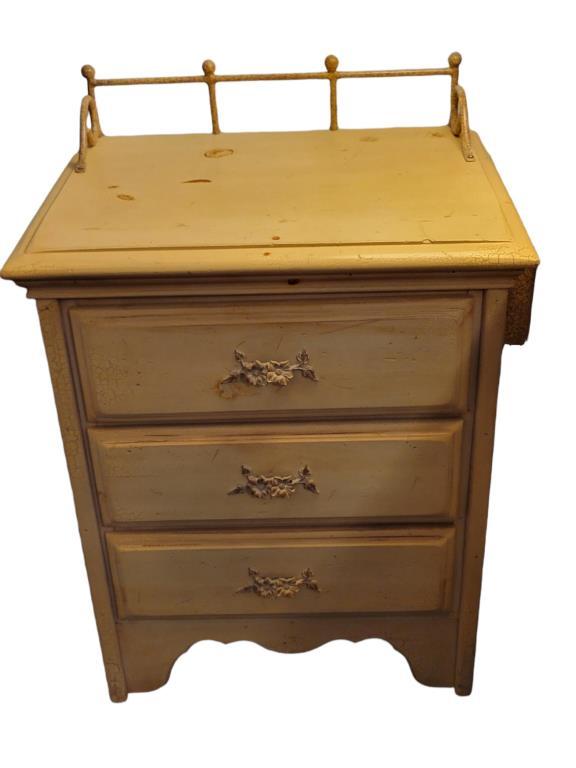 3-Drawer Nightstand with Iron Detail (Matches