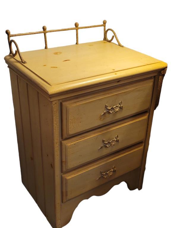 3-Drawer Nightstand with Iron Detail (Matches