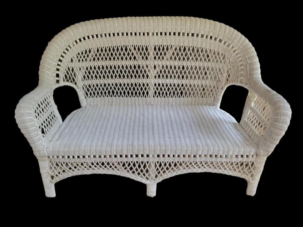 White Wicker Settee