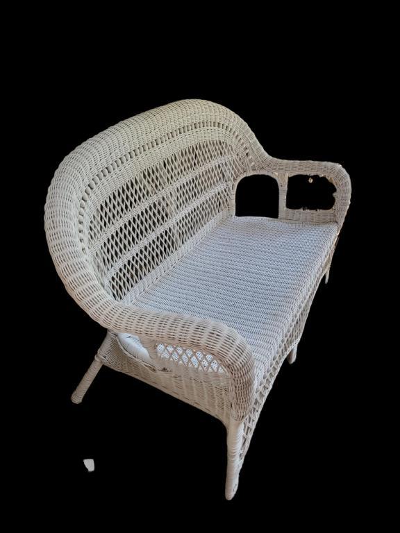 White Wicker Settee