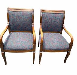 (2) Wood & Upholstered Chairs