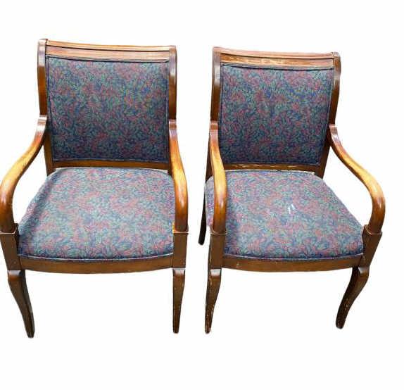 (2) Wood & Upholstered Chairs