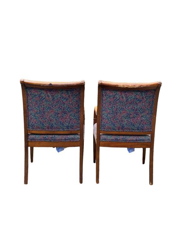 (2) Wood & Upholstered Chairs