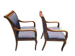 (2) Wood & Upholstered Chairs