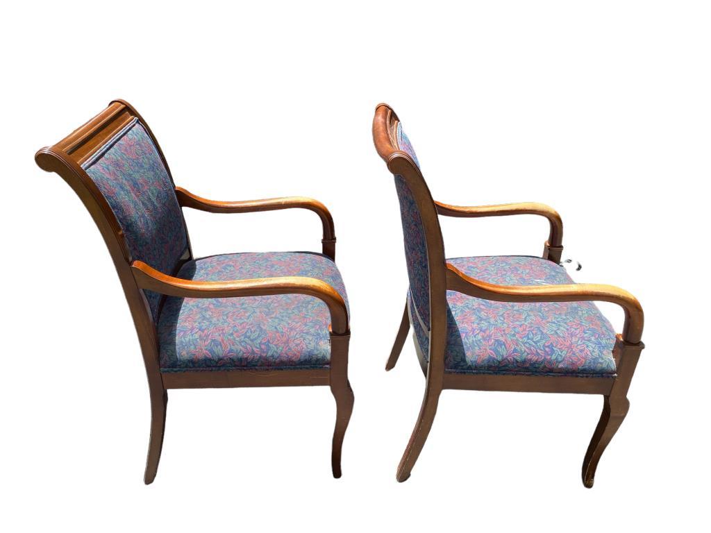 (2) Wood & Upholstered Chairs