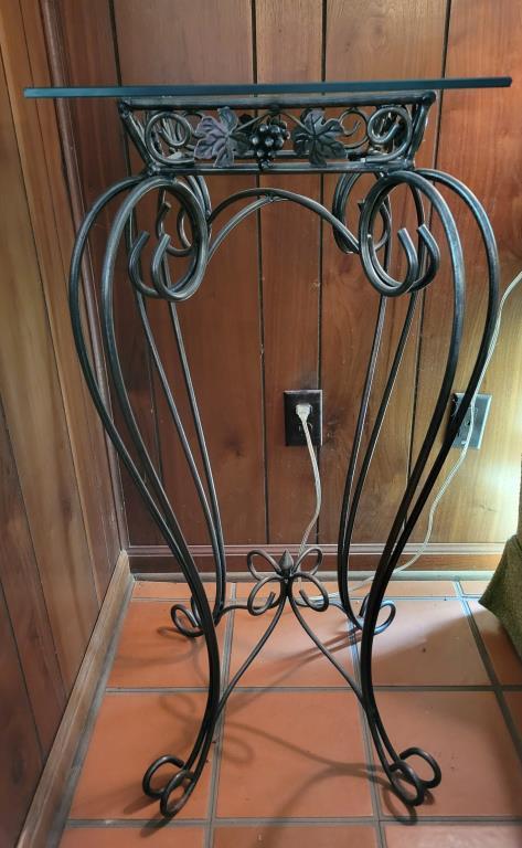 Glass Top Metal Plant Stand 35" Tall