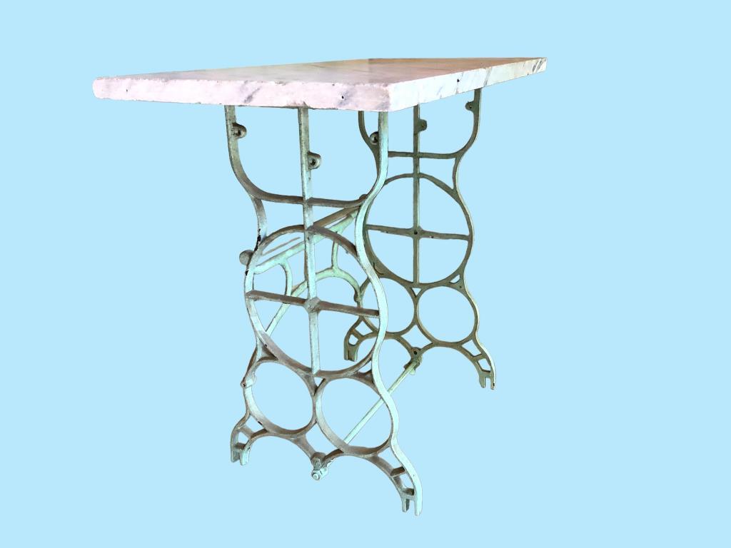Iron Sewing Machine Base w/Marble Top