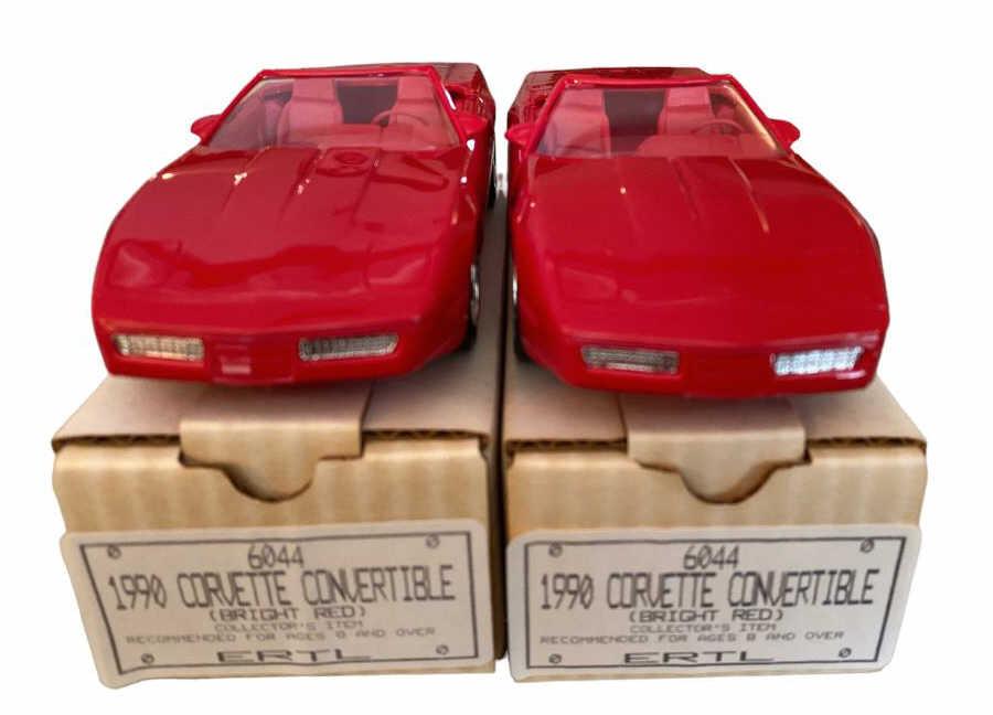 (2) Ertl 1990 Bright Red Corvette Convertible