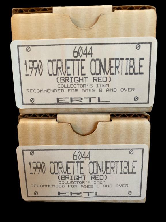 (2) Ertl 1990 Bright Red Corvette Convertible