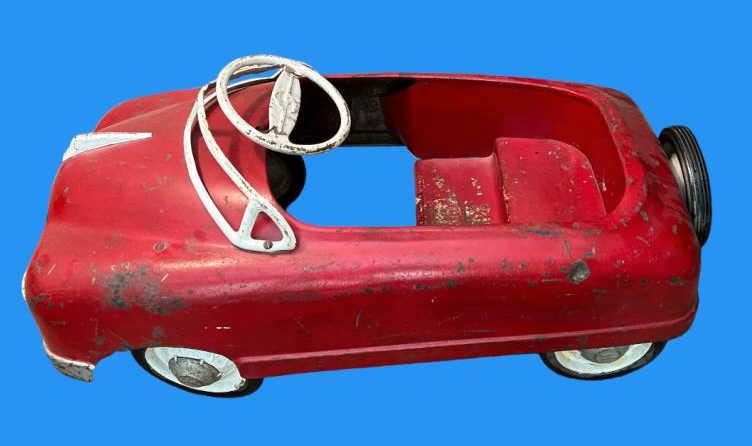 Vintage Red Metal Pedal Car