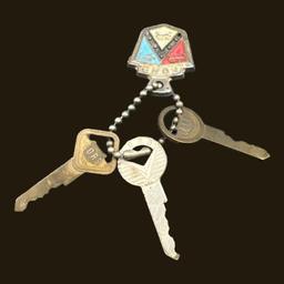 Vintage Ford Pin, Keychain, and Keys