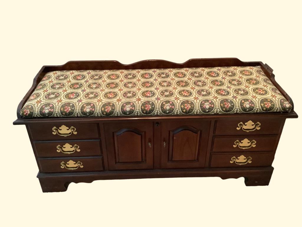 Lane Cedar Chest with Needlepoint Seat & Key