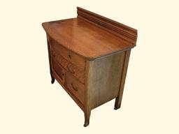 3-Drawer, 1-Door Oak Chest, Casters & Dovetail