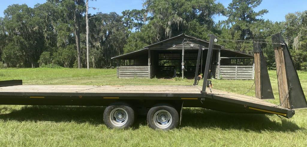 Tag Along, Deck Over Tires 24' Flat Bed Trailer with Tandem