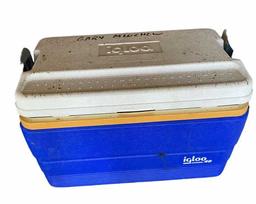 (2) Igloo Legend 40 Coolers, (2) Styrofoam