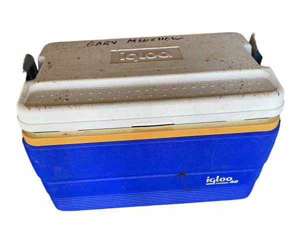 (2) Igloo Legend 40 Coolers, (2) Styrofoam