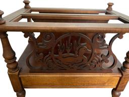 Wooden Magazine Rack with Carved Wood Trim--