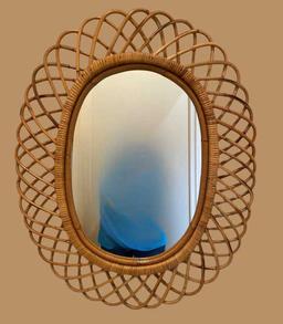 Mirror with Wicker & Rattan Frame--26" x 32"
