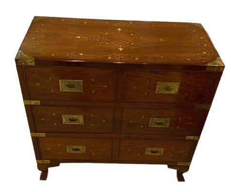 Asian Chest with Brass Trim, Two Short Drawers