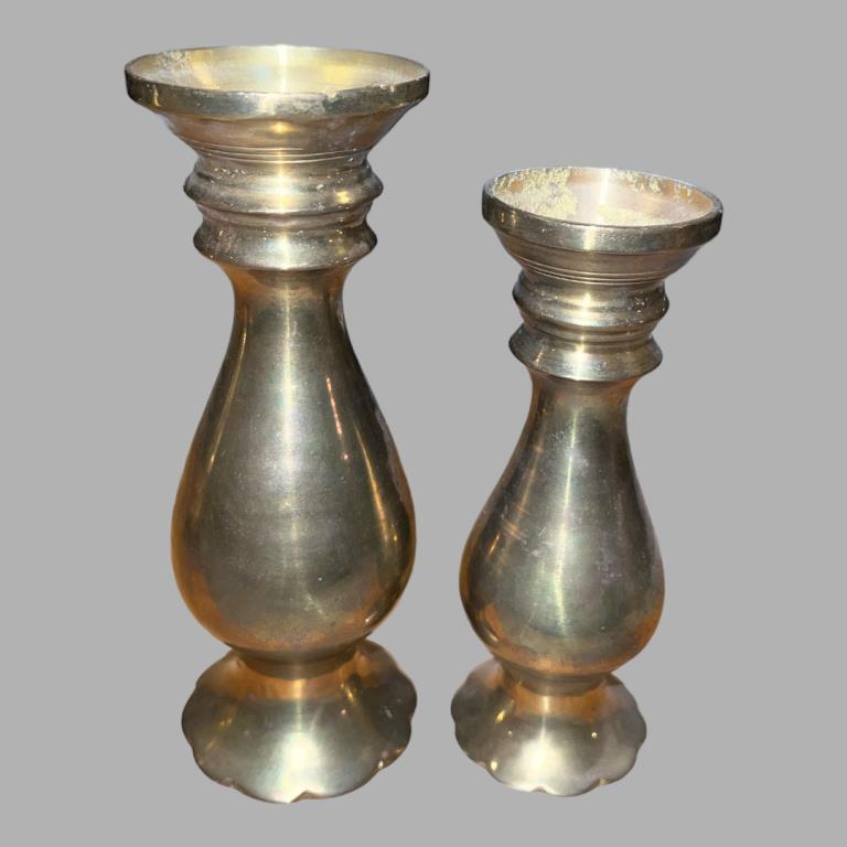 Brass Pitcher Marked “B” on Top and (2) Brass