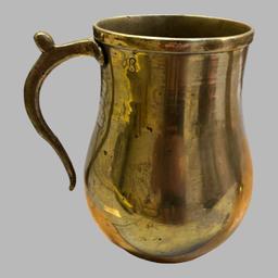 Brass Pitcher Marked “B” on Top and (2) Brass