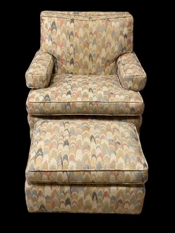 Upholstered Chair with Matching Ottoman