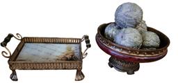 (2) Decorative Items: Centerpiece Bowl, Footed