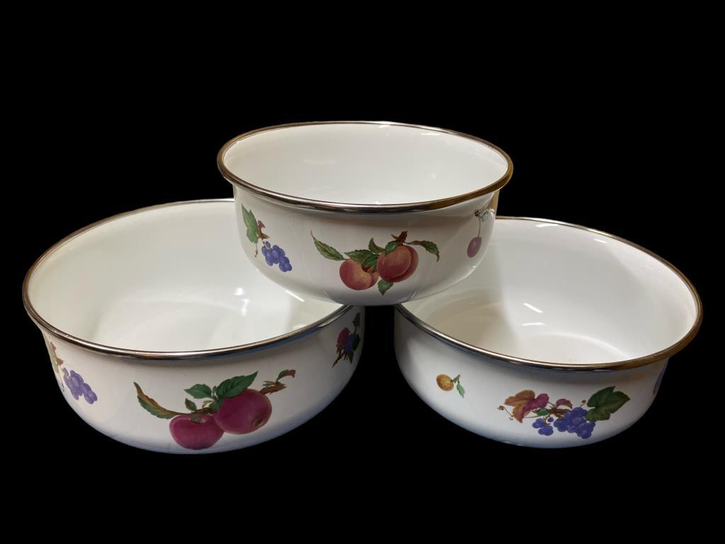 Set of (3) Metal Enameled Mixing Bowls & (3)