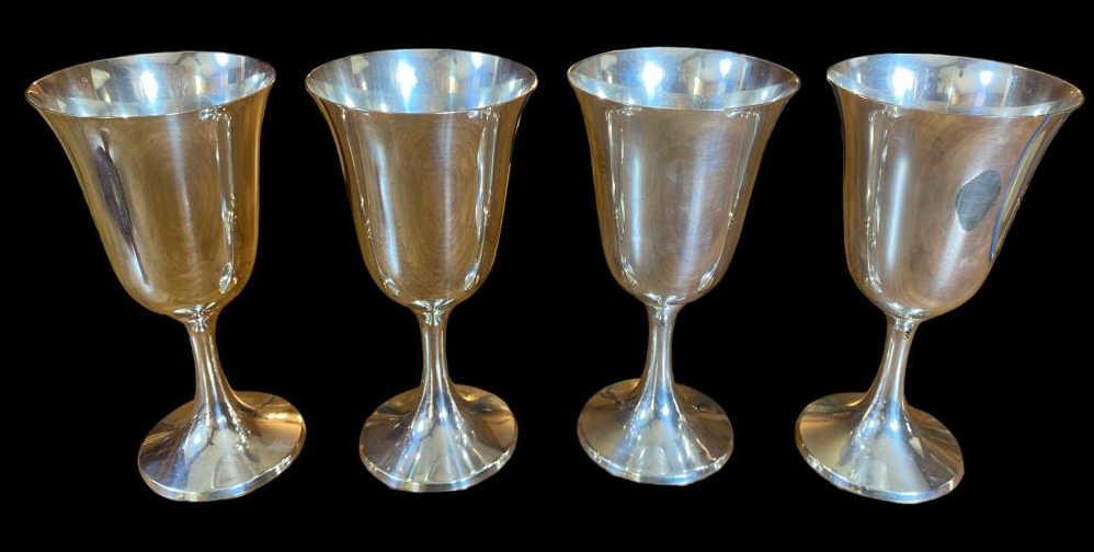 (4) Sterling Silver Goblets - 6 5/8" H
