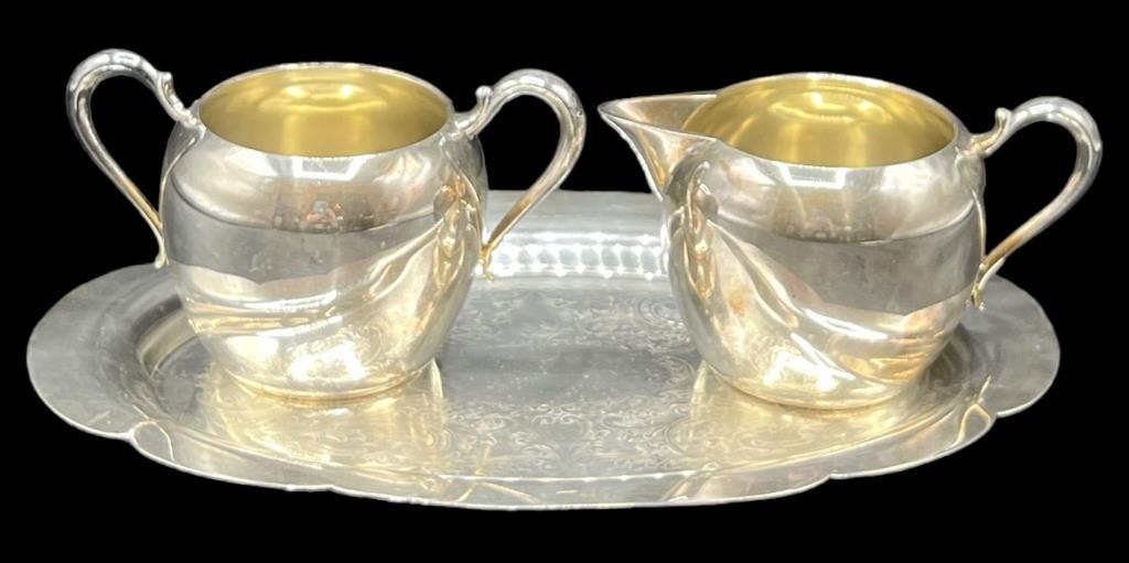 Wallace Silver Plate Cream and Sugar Set