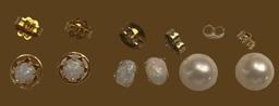 (3) Pair of Pierced Earrings:  (2) Pair of Opal