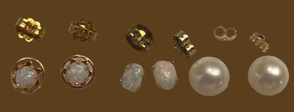 (3) Pair of Pierced Earrings:  (2) Pair of Opal