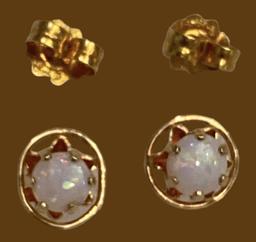 (3) Pair of Pierced Earrings:  (2) Pair of Opal