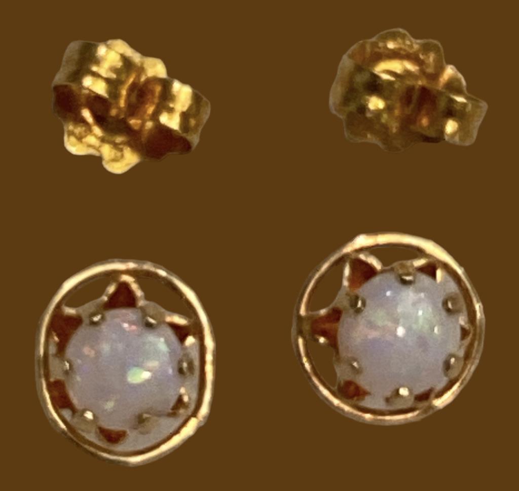 (3) Pair of Pierced Earrings:  (2) Pair of Opal