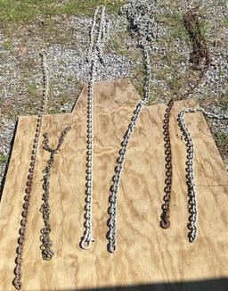 (6) Assorted Chains of Various Sizes: 19 ft, 56