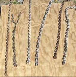 (6) Assorted Chains of Various Sizes: 19 ft, 56