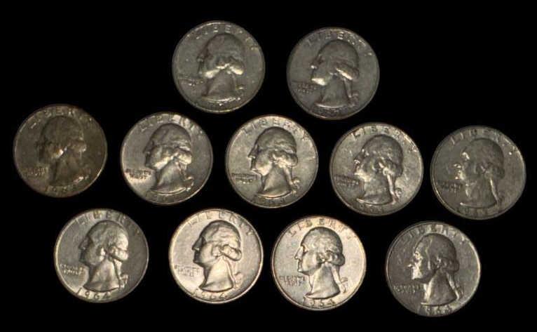 (11) Washington Quarters:  (1) 1962, (1) 1962 D,