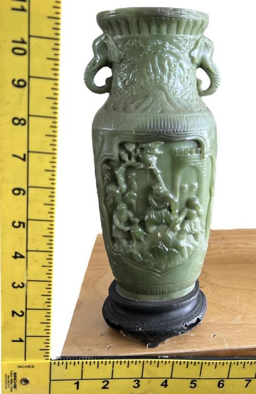 Pair of Enesco Green Resin Vases on