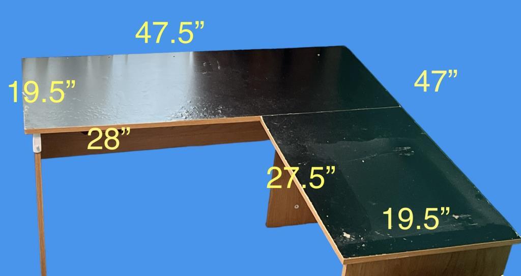 L-Shaped Computer Desk—30” Tall, Measurements