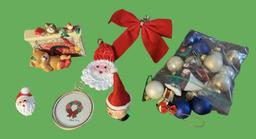 Assorted Christmas Decorations, Etc