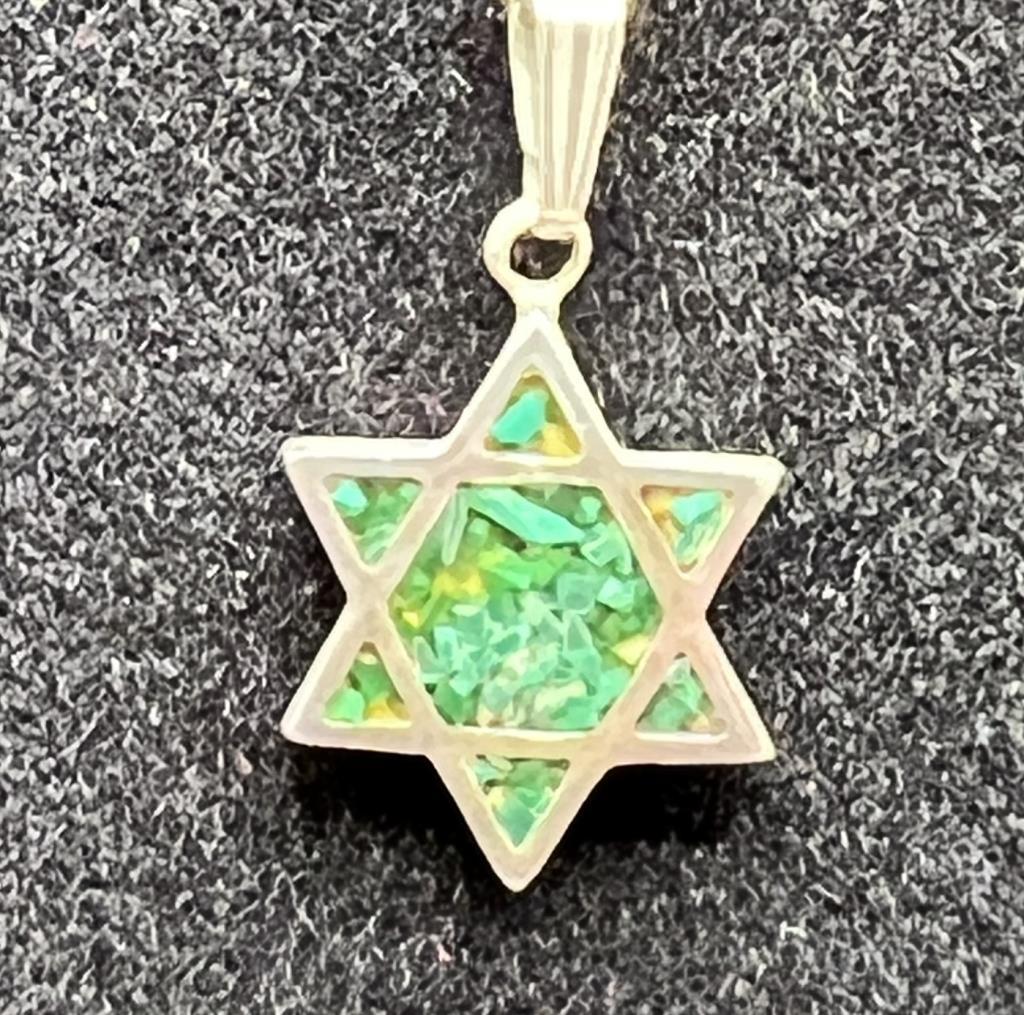 Sterling Star of David Pendant With Stone Inlay