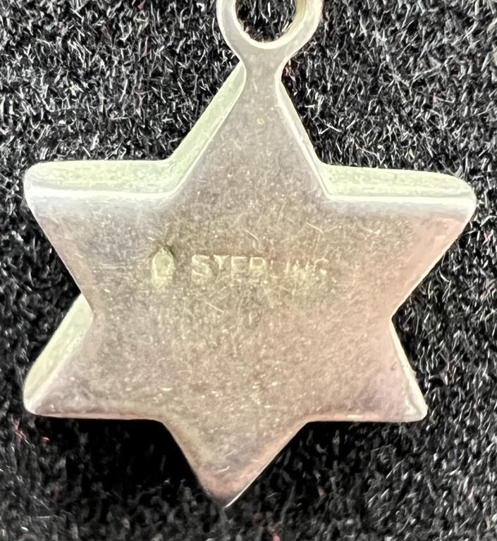 Sterling Star of David Pendant With Stone Inlay