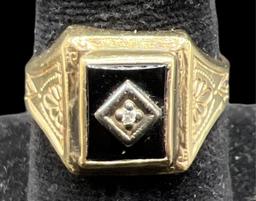 10K Yellow Gold and Diamond Men’s Signet Ring,