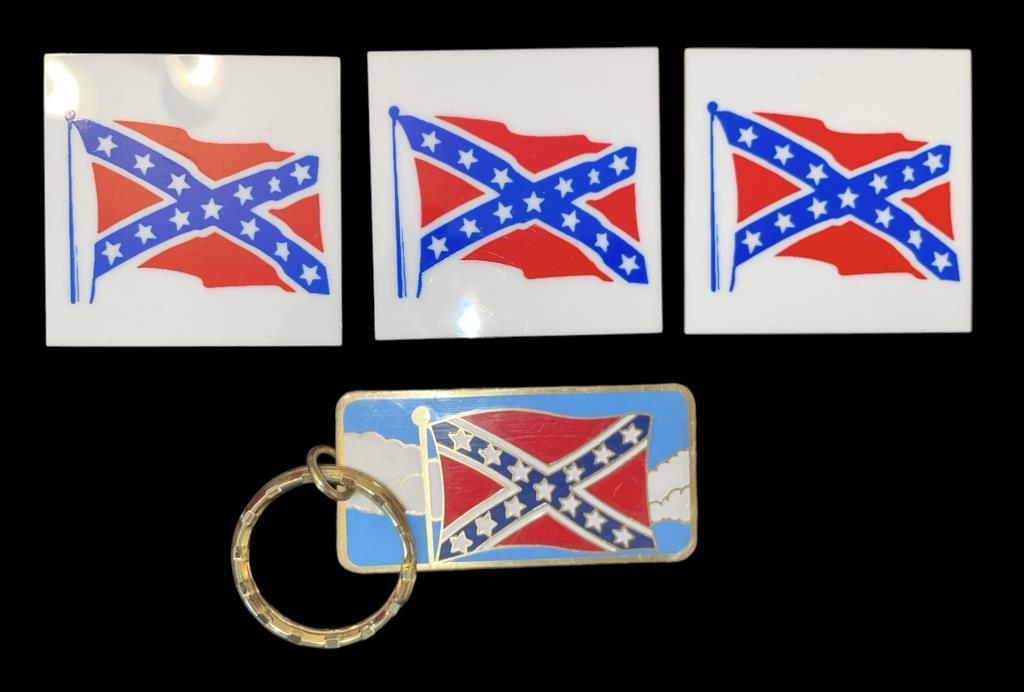 (3) Confederate Flag Magnets, (1) Keychain, (1)