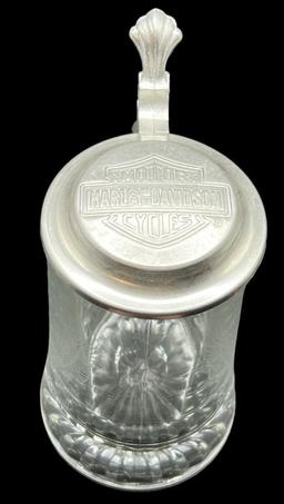 Domex Harley Davidson Etched Glass Beer Stein