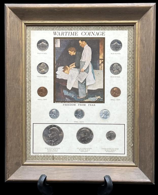 Framed Wartime Coinage by The Kennedy Mint—10” x