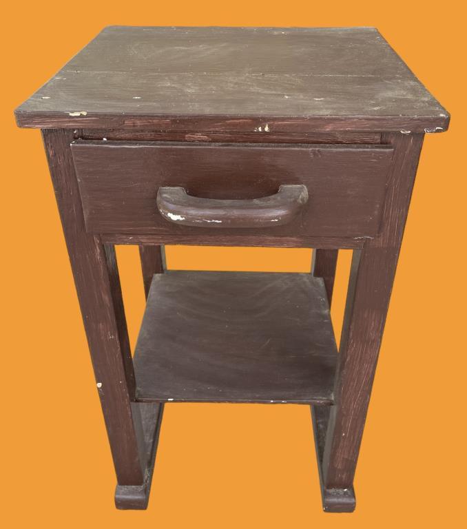 Vintage Painted Wooden End Table—14” X 15 1/4” X