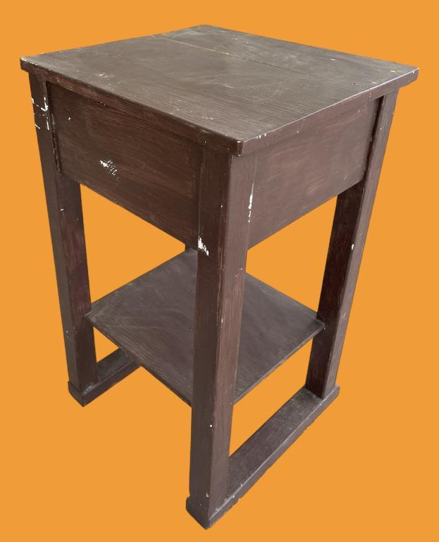 Vintage Painted Wooden End Table—14” X 15 1/4” X