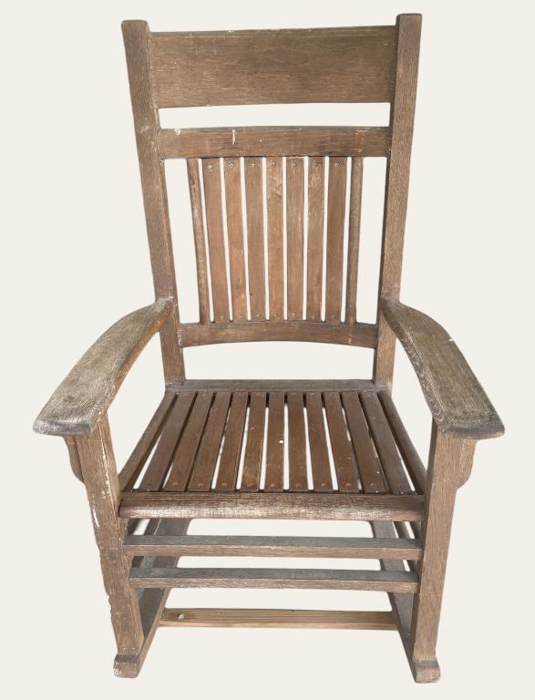 Wooden Rocking Chair With Stabilizing Supports