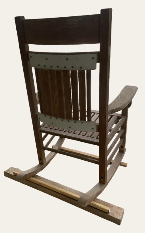 Wooden Rocking Chair With Stabilizing Supports